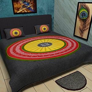 Traditional Mafia Old Classic Collection 100% puur katoen bedrukt dubbel laken met 2 kussenslopen, koning, zwart/veelkleurig
