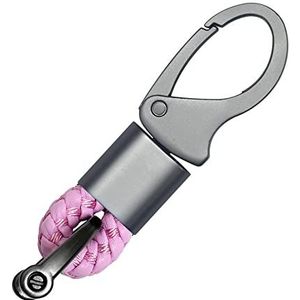 ACPURI Gevlochten touw zinklegering sleutelhanger auto sleutel ophanging versiering sieraden business geschenk voor mannen vrouwen, roze, regulär