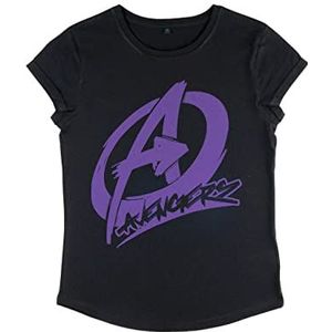 Marvel Dames Avengers Classic Avenger Graffiti Dames Rold Sleeve T-shirt, zwart, S