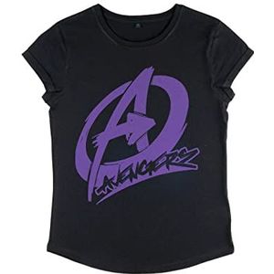 Marvel Dames Avengers Classic Avenger Graffiti Dames Rold Sleeve T-shirt, zwart, XL