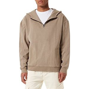 Urban Classics Heren trui met capuchon Overdyed Camp Hoody, sweatshirt met capuchon voor mannen met ritssluiting op de kraag, verkrijgbaar in 2 kleuren, maten S - 5XL, Darkkhaki, 3XL