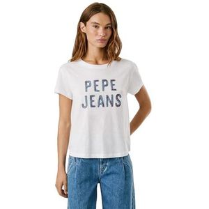 Pepe Jeans Dames BADI T-shirt, wit (wit), L, Wit (wit), L