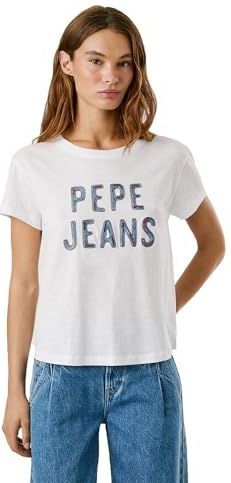 Pepe Jeans Dames BADI T-shirt, wit (wit), L, Wit (wit), L