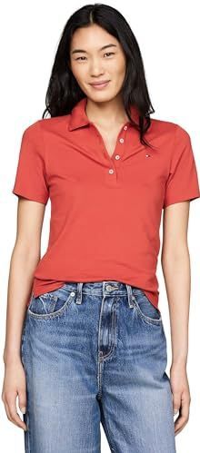 Tommy Hilfiger - 1985 Slim Pique Polo - Poloshirt - Rood - Dames