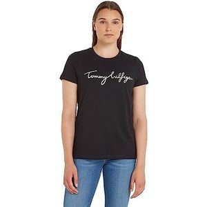 Tommy Hilfiger Dames T-shirts met korte mouwen, zwart (Masters Black), M