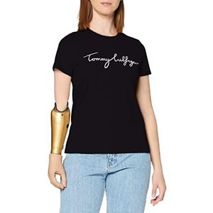 Tommy Hilfiger Dames T-shirt Heritage Crew Neck Graphic Tee met ronde hals, Masters Zwart, L