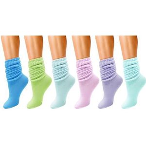 Winterlace 6 paar Slouch Sokken voor Vrouwen, Zachte Extra Lange Scrunch Kniekousen Hoge Sokken, Bulk Pack, Assorted #2, 1
