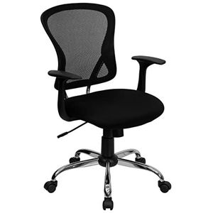 Flash Furniture Bureaustoel, middelhoog, zwart, net, 25,25"" B x 27"" D x 42,25"" H
