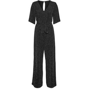 VERO MODA Vmkanva Ss Glitter JRS jumpsuit voor dames, Zwart/Detail:Silver Lurex, XS