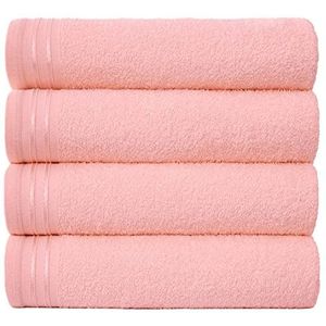 Grote handdoeken badlaken - zeer absorberende Egyptisch katoenen handdoekset - 4 stuks extra zacht blozen roze - sneldrogende lakens - 450 GSM wasbare handdoeken, 75 x 135 cm