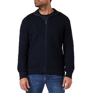 Armani Exchange Heren lange mouwen, dubbele rits, katoenen cardigan sweater, Donkerblauw, L