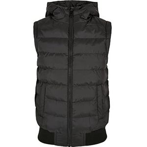 Urban Classics Jongens Vest Boys Small Bubble Hooded Vest Puffer Vest voor Buben, zwart, maten 110/116-158/164, zwart/zwart, 122/128 cm