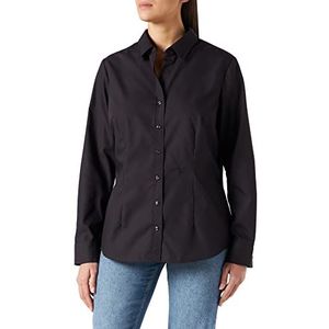 Seidensticker Dames Bloes strijkvrije, getailleerde hemdblouse voor een vrouwelijk silhouet en optimaal comfort - lange mouwen - 100% katoen, zwart (39), 40