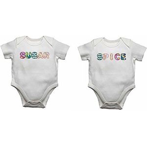 Suikerspice - babyvesten bodys baby groeit voor jongens, meisjes - wit - 9-12 maanden