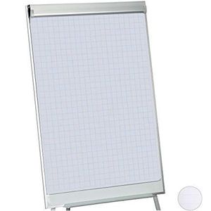 Relaxdays flipover papier, geruit, papierblok voor whiteboard, met 50 vellen, 60 g/m², flipoverblok, 57,5 x 81 cm, wit