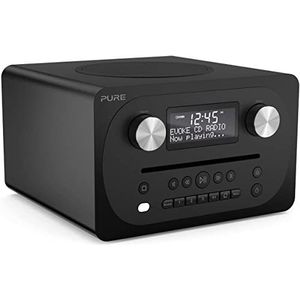 Pure Evoke C-D4 All-in-One muzieksysteem (CD, DAB/DAB+, digitale radio, FM-radio, internetradio, Bluetooth, wekfuncties en slaaptimer, 20 voorkeuzestations, AUX), Siena zwart