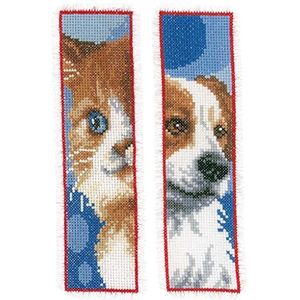 Vervaco bladwijzers kat & hond, set van 2, tellpatronen telpatroon, katoen, meerkleurig, 6 x 20 x 0,3 cm, 2 stuks