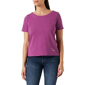 Trigema Damesshirt met korte mouwen met kristalstenen, fuchsia, S