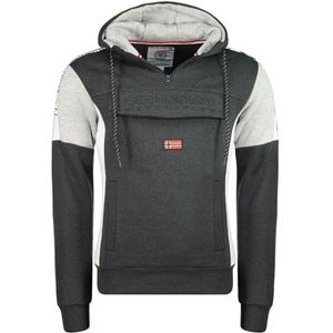 Geographical Norway Fago Heren hoodie kangoeroezak sweatshirt logo pullover capuchon warme lange mouwen heren lente zomer herfst winter (donkergrijs XL), Donkergrijs, XL