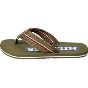 Tommy Hilfiger - Corporate Hilfiger - Teenslippers - Kaki Army Green - 100% Polyester
