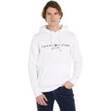 Tommy Hilfiger Heren hoodie Tommy Logo Hoody met capuchon, wit, L