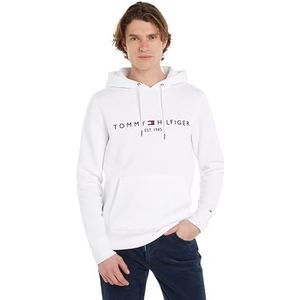 Tommy Hilfiger Heren hoodie Tommy Logo Hoody met capuchon, wit, L