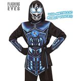 Cyber Ninja (hooded coat, tabard, riem, armbeschermers, masker met knipperende lichtogen en 3 robotvoice geluiden) (3 x AAA batterijen inbegrepen) - (128 cm / 5-7 jaar)