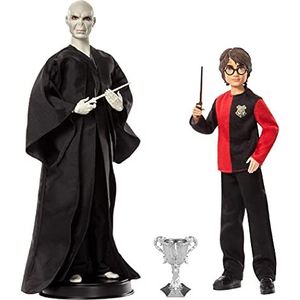 ​Harry Potter Verzamelpoppen 2 stuks, Cadeauset met Heer Voldemort pop (32 cm) en Harry Potter pop (27,5 cm), met op de film geïnspireerde outfit en toverstaf, cadeau voor kinderen vanaf 6 jaar, HCJ33