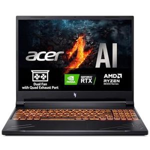 Acer Nitro V 16 ANV16-41-R68V Gaming-laptop, 40,6 cm (16 inch), WUXGA IPS 165 Hz, AMD Ryzen 7 8845HS, 16 GB RAM, 1 TB SSD, NVIDIA GeForce RTX 4060, zonder besturingssysteem, zwart, QWERTY-toetsenbord