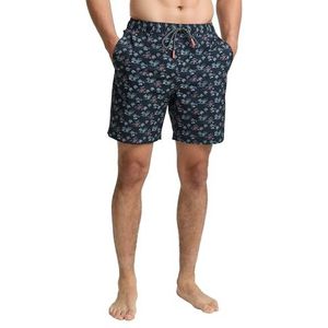 TOM TAILOR Korte zwembroek voor heren, 37601 - palmdesign, marineblauw, XL