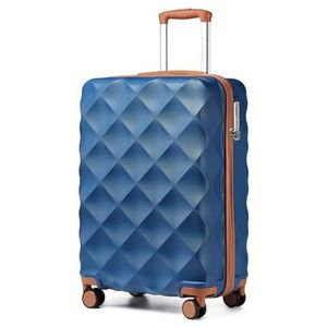 British Traveller 24 inch middelgrote koffer duurzame ABS+PC harde schaal bagage lichtgewicht check-in hold bagage met 4 spinner wielen TSA-slot YKK rits (marinebruin), Navy Bruin, M(24inch), Bagage