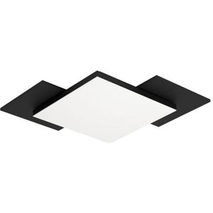 EGLO Plafondlamp Tamuria, lamp plafond met omkeerbaar decor, LED-paneel van metaal en hout in zwart of natuur, plafondspot met afstandsbediening, woonkamerlamp warm wit, 35,7 cm