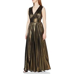 Gina Bacconi Dames Metallic Chiffon Maxi Jurk Cocktail, zwart/goud, 42 NL