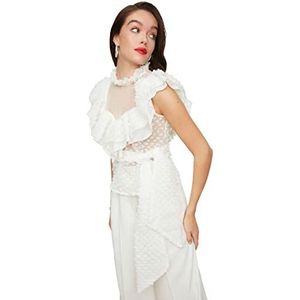 Trendyol Dames EKRU binding gedetailleerde Volume Blouse, Ecru, 42