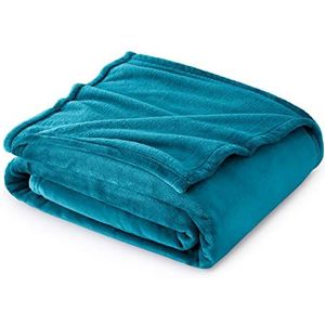 Bedsure Fleece deken sofa plaid - veelzijdige deken pluizige zachte plaid voor bed en bank, sier/eenpersoons, groenblauw, 130 x 150 cm