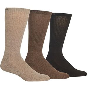 Chaps Men's Assorted Solid Mock Rib Casual Crew Socks (3 Pack), Khaki, Shoe 6-12/Sock Size 10-13