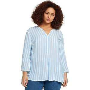 TOM TAILOR Dames blouse met strepen 1024917, 29238 - Bleu White Stripe, 52 Grote maten