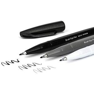 Sign Pen Brush ""Shadow Edition"" vezelpen met penseelachtige punt, set van 3, zwart/grijs/lichtgrijs