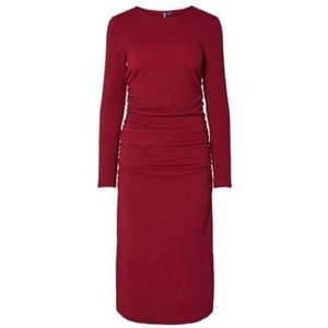 PIECES Pcjamal Ls Midi Rouching Dress JRS Bc, Biking Red, L