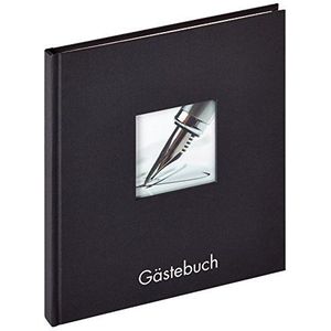 walther design gastenboek zwart 23 x 25 cm met omslaguitsparing en reliëf, Fun GB-205-B