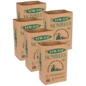 Gecosac Set van 5 groene afvalzakken, gerecycled kraftpapier, 100 l, robuuste zak