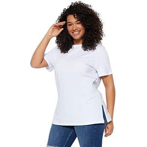 Trendyol Vrouwen Plus Size Ontspannen Basic Crew Neck Knit Plus Size T-Shirt, Wit, XL grote maten