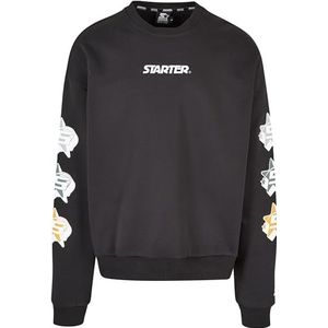 STARTER BLACK LABEL Heren Starter Star Sleeve Crewneck Sweatshirt, zwart, S