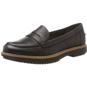 Clarks Raisie Eletta Mocassin voor dames, zwart leer, 42.5 EU