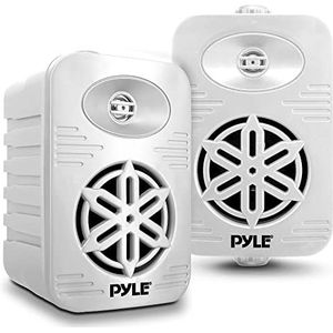 Pyle Indoor Outdoor Speakers Pair - 300 Watt Dual Waterproof 4” 2-Way Full Range Speaker System w/ 1/2” High Compliance Polymer Tweeter - In-Home, Boat, Marine, Deck, Patio, Poolside (White)