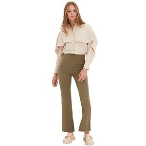 Trendyol Vrouwen Broek Open Khaki petite high certain pants, Heldere kaki, 42