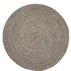 Luxor Living Vloerkleed, rond, plat weefsel, katoen, boho & ethno, chevron-patroon, natuurlijk handgeweven tapijt voor binnen, kleur: grijs-geel, afmetingen: 80 x 80 cm