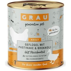 GRAU - het origineel - Natvoer voor honden - Gevogelte met pastinaak/broccoli, 6 verpakking (6 x 800 g), graanvrij, voor gevoelige volwassen honden