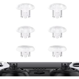 eXtremeRate Vervangende Thumbsticks voor ps5 Edge Controller, Aangepaste Uitwisselbaar Analoge Stick Joystick Doppen voor ps5 Edge Controller(Geen Controller&Thumbsticks Basis)-Transparant
