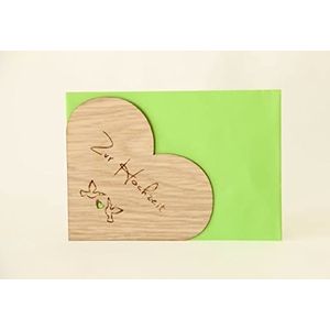 Holzgrusskarten Originele bruiloft - 100% handgemaakt in Oostenrijk, van eikenhout gemaakte wenskaart, spreukkaart, vouwkaart, ansichtkaart